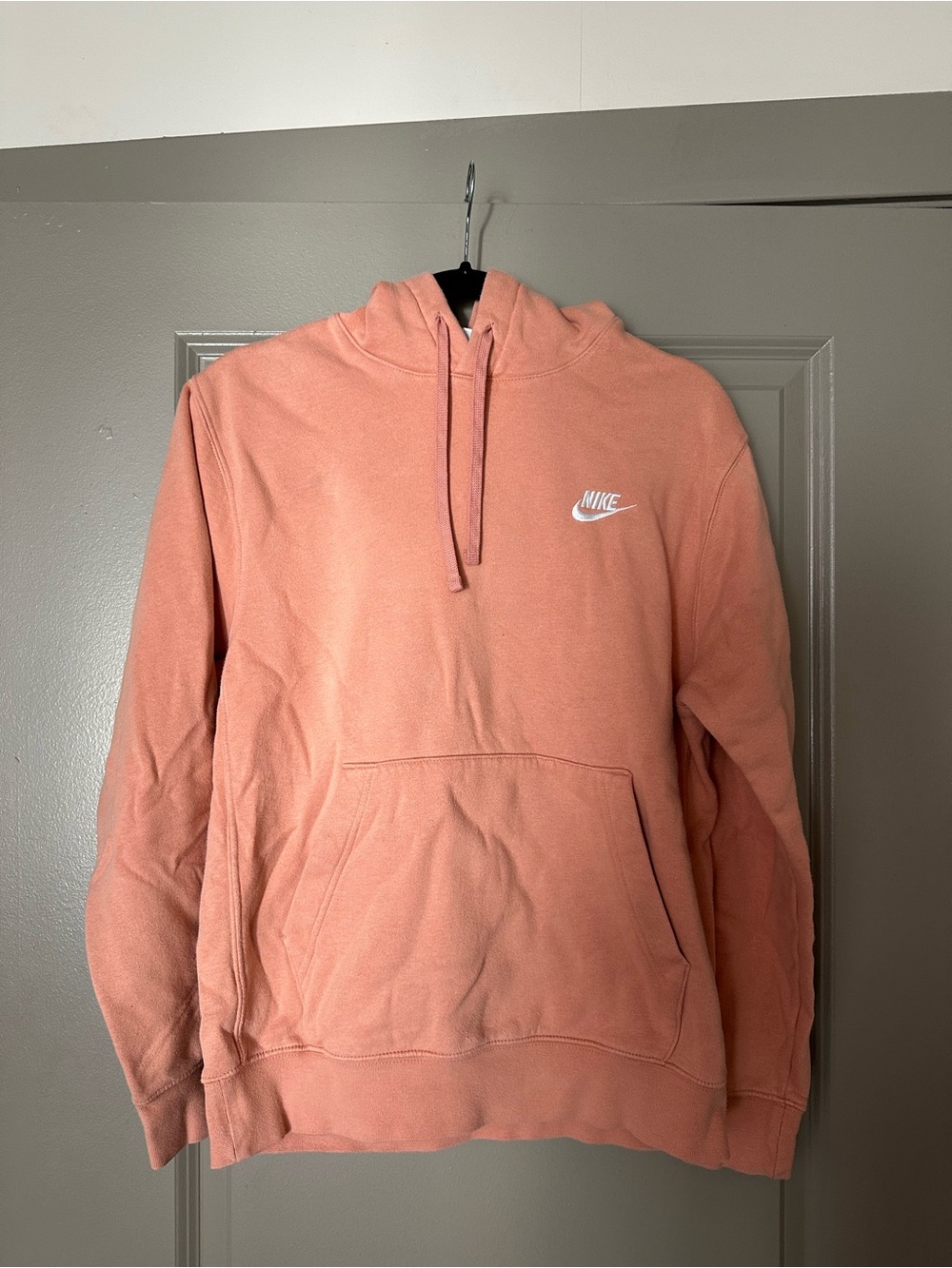 Nike Coral Crewneck Hoodie with White Swoosh